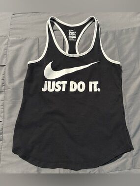 Nike Black Tank Top with White Trim and Swoosh